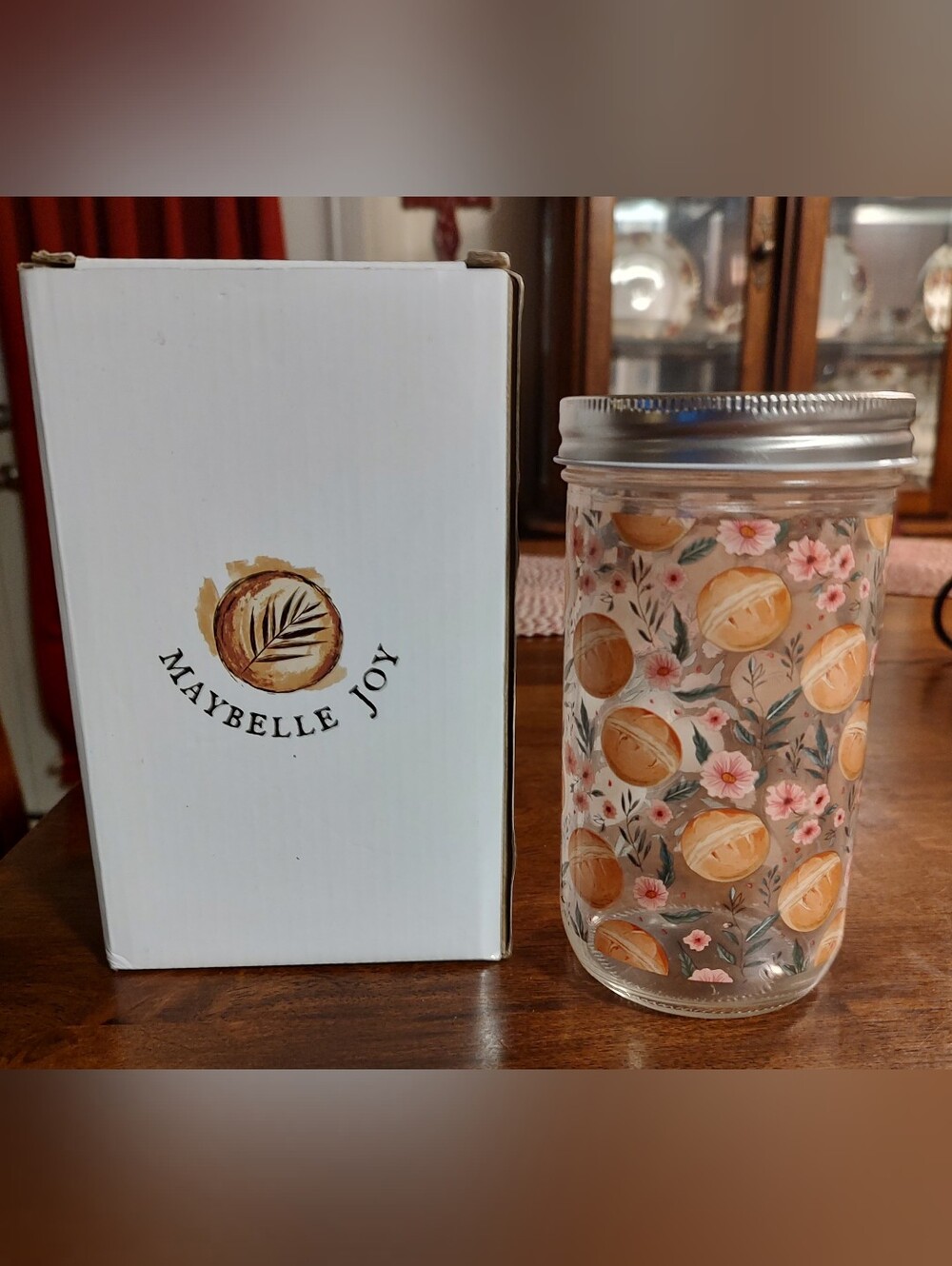 Peach Floral Decorative Sourdough Starter Jar